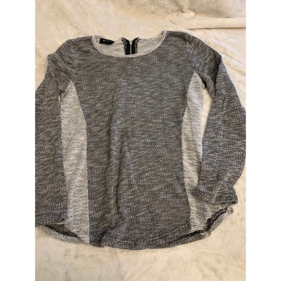 AB Studio Tops - AB Studio Womens Large Salt and Pepper Marled Knit Top Back Zipper Gray White